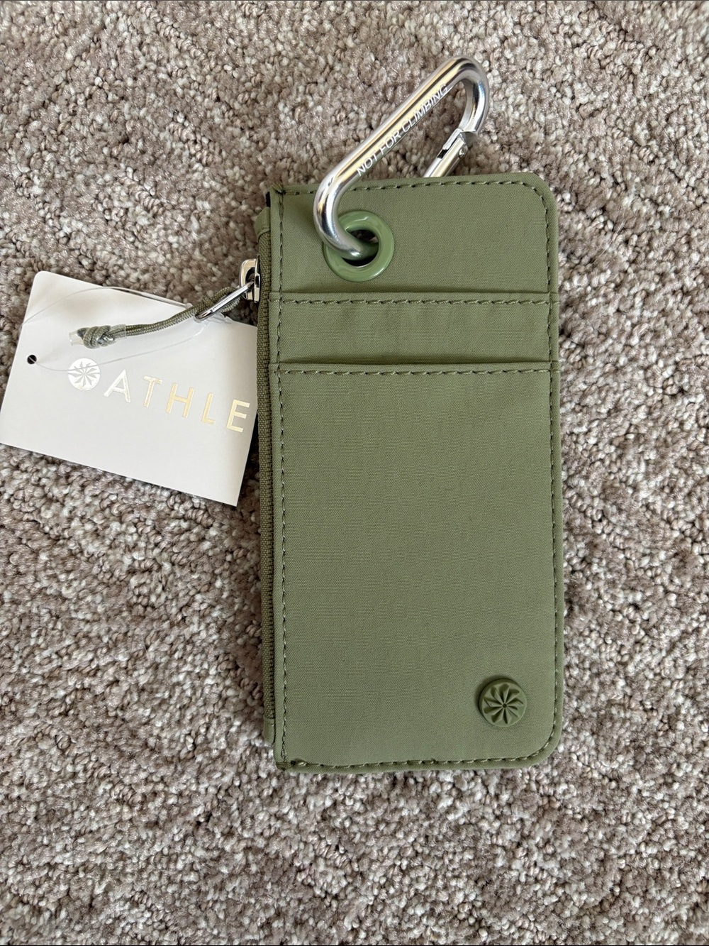 Athleta Olive card Pouch with Carabiner NWT